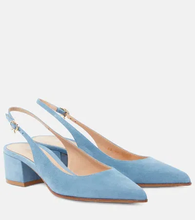 Gianvito Rossi Piper 45 Suede Slingback Pumps In Blue