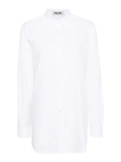 Miu Miu Oversize-collar Cotton Shirt In White