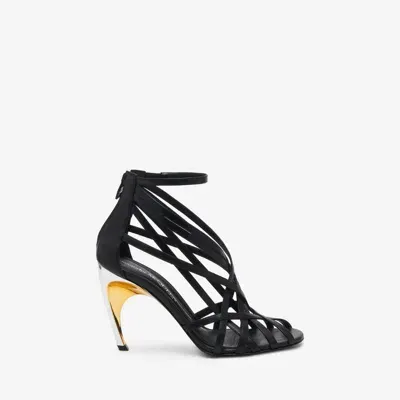 Alexander Mcqueen Armadillo Strappy Sandal In Black/silver/gold