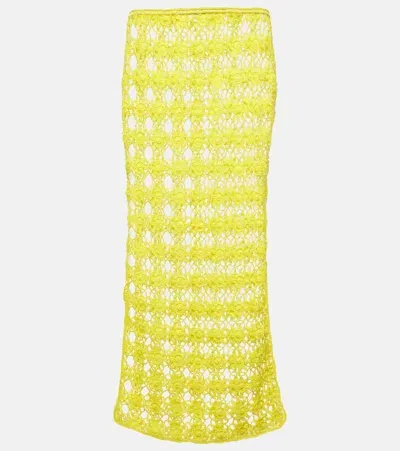 Anna Kosturova Bella Crochet Cotton Maxi Skirt In Yellow