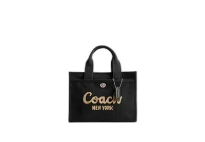 Coach Logo Embroidered Tote Bag In Black