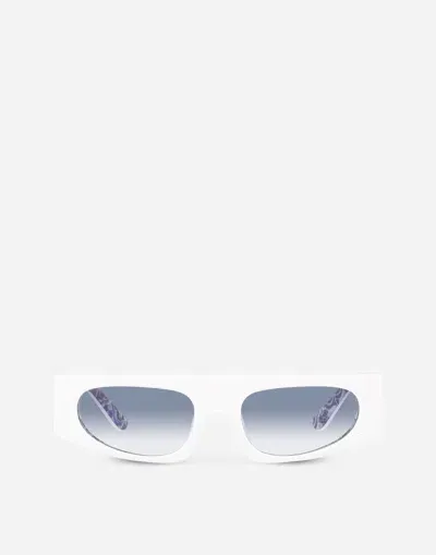 Dolce & Gabbana Blu Mediterraneo Sunglasses In White & Maiolica Print