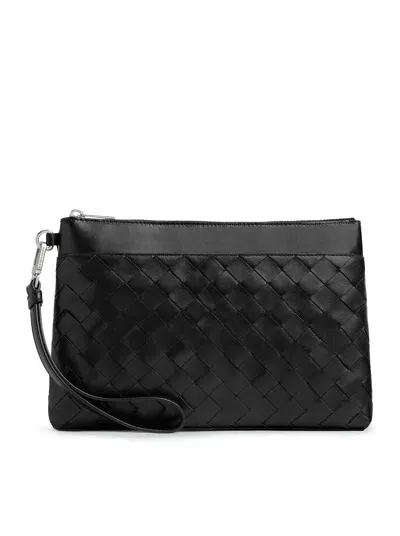 Bottega Veneta Prism Braided Clutch In Black