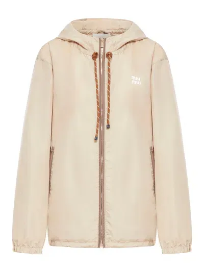 Miu Miu Technical Canvas Blouson In Brown