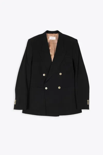 Laneus Man Blazer Double-breasted Black Wool Blazer