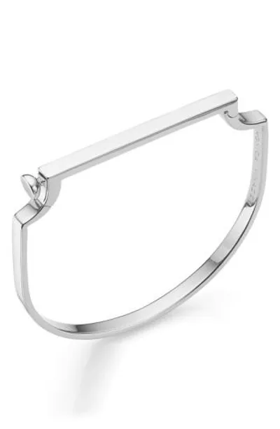 Monica Vinader Engravable Signature Thin Petite Bangle In Silver