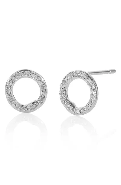 Monica Vinader Riva Diamond Circle Stud Earrings - Diamond In Silver