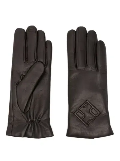 Peserico Leather Gloves In Brown