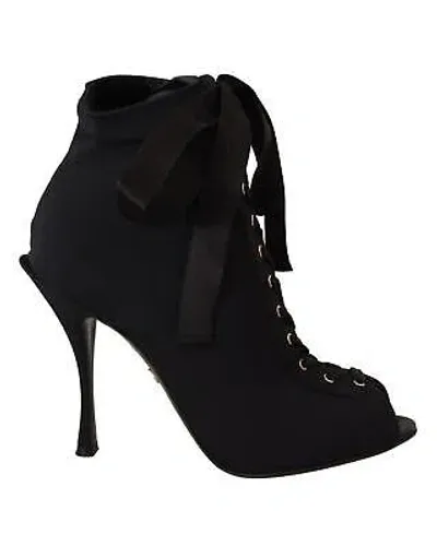 Pre-owned Dolce & Gabbana Gorgeous Stretch Short Ankle Boots In Schwarz