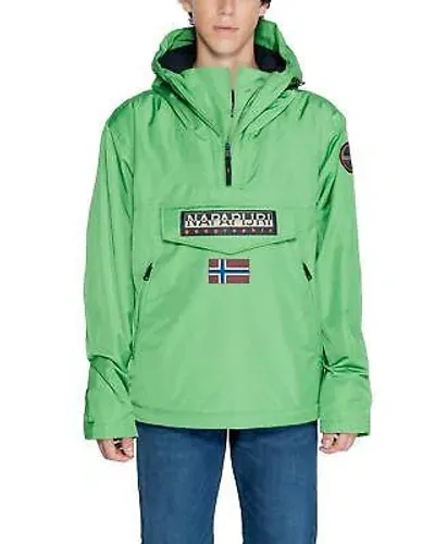 Pre-owned Napapijri Green Printed Polyester Hooded Jacket - Jackets -size 3xl In Grün