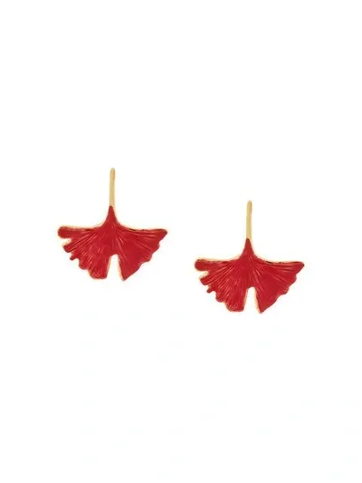 Aurelie Bidermann Vermilion Tangerine Earrings In Gold