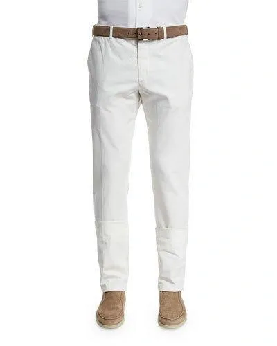 Loro Piana Comfort Slim-stretch Cotton Trousers, Optical White