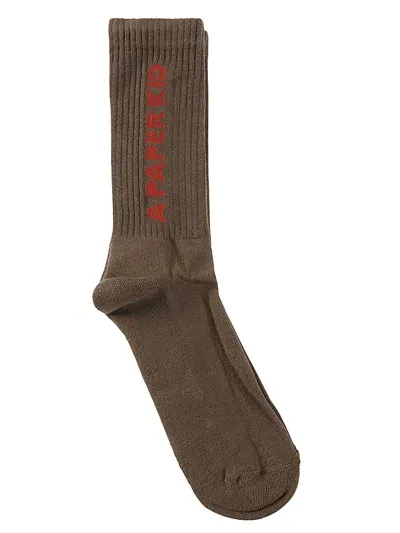 A Paper Kid Logo Socks In Brown