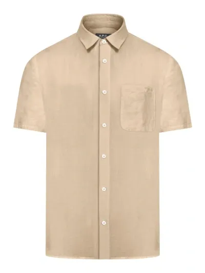 Apc A.p.c. Buttoned Short Sleeved Shirt In Nude & Neutrals