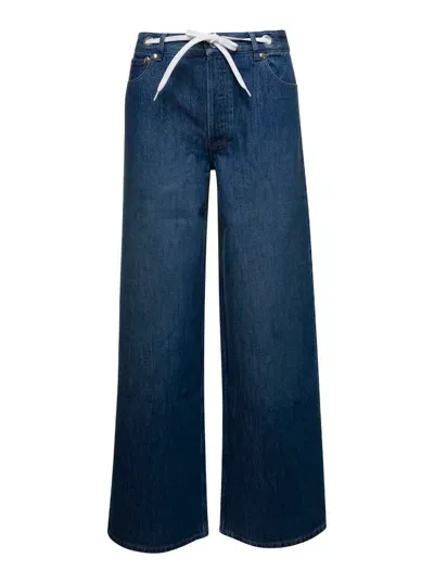 Apc A.p.c. Drawstring Wide Leg Jeans In Blue