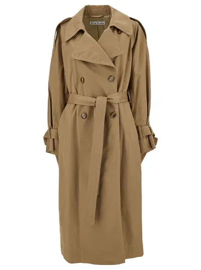 Acne Studios Double-breasted Trench Coat In Beige