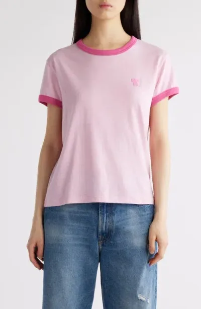 Acne Studios Etz Ringer T-shirt In Bubble Pink