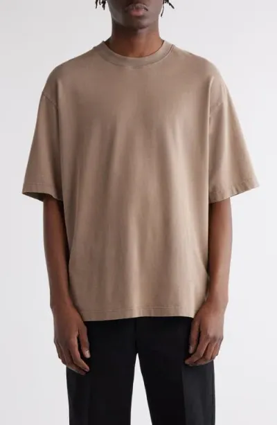 Acne Studios Extorr Logo Back T-shirt In Taupe Brown