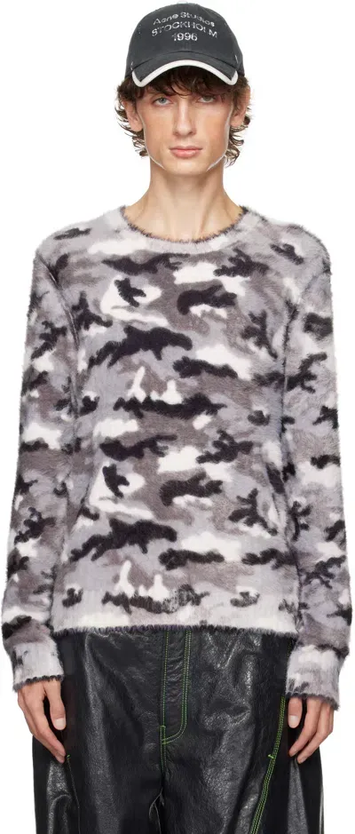 Acne Studios Gray Printed Sweater In Drh Shark Grey/multi