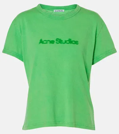 Acne Studios Logo Cotton T-shirt In Green