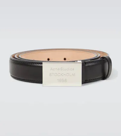 Acne Studios Logo Engraved Leather Belt In Black