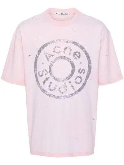 Acne Studios Logo-print T-shirt In Pink