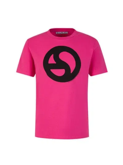 Acne Studios Logo Printed Crewneck T-shirt In Pink