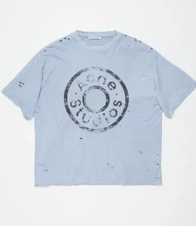 Acne Studios Logo T-shirt In Blue Melange