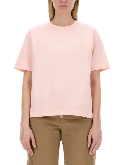 Acne Studios T-shirt With Logo In Pink