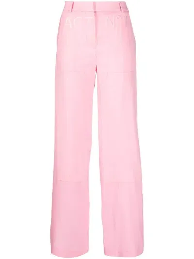 Act N°1 Logo-embossed Wide-leg Trousers In Pink