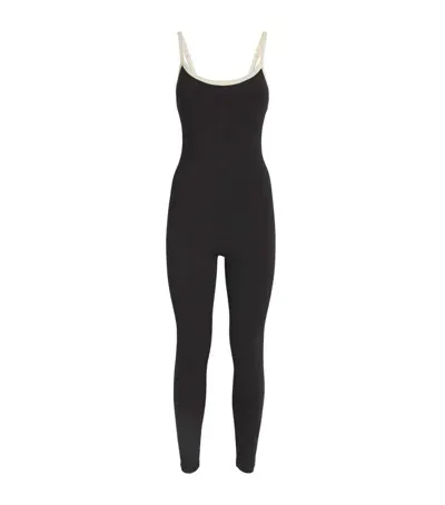 Adanola Ultimate Contrast Scoop Unitard In Black