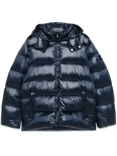 Add Detachable-hood Puffer Jacket In Blue