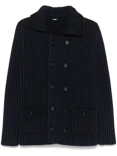 Add Double-breasted Cardigan In Blue