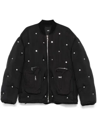 Add Stud-embellished Bomber Jacket In Black