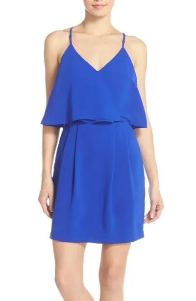 Adelyn Rae Ruffle Crepe Popover Dress In Electric Blue