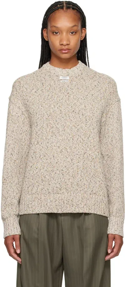 Ader Error Beige Patch Sweater In Oatmeal