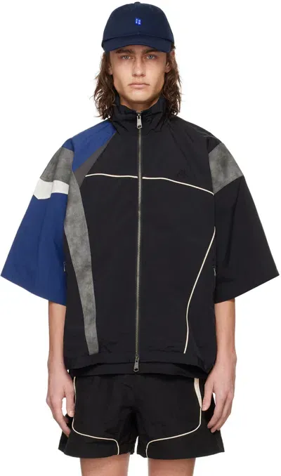 Ader Error Colour-block Short-sleeve Jacket In 黑色