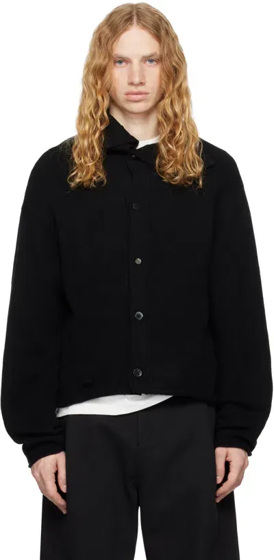 Ader Error Black Mock Neck Cardigan In Noir