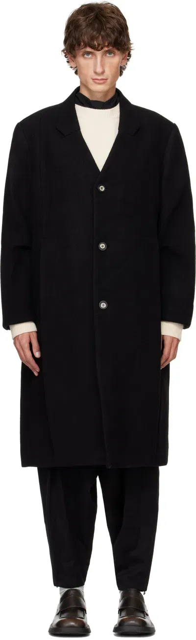 Ader Error Black Pleated Coat In Noir