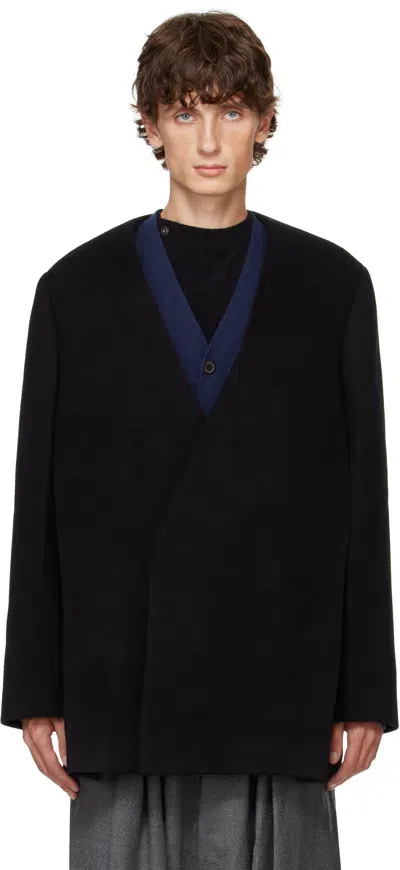 Ader Error Black Wool Coat In Noir