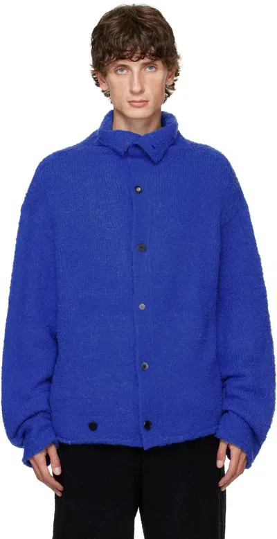 Ader Error Blue Rolled Edge Cardigan