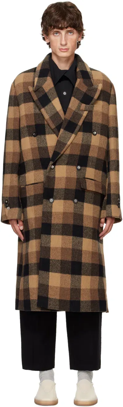 Ader Error Brown Check Coat