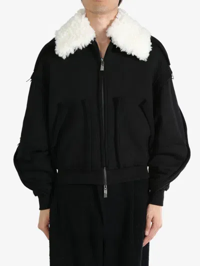 Ader Error Faux-fur Collar Jacket In Black