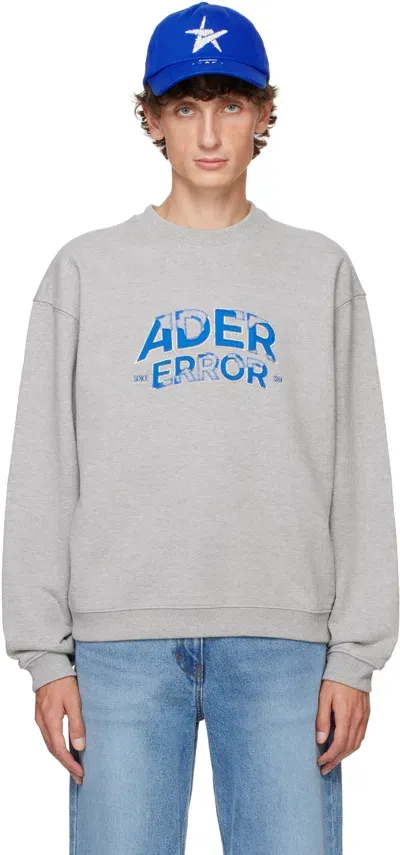 Ader Error Gray Embroidered-logo Sweatshirt In Grey