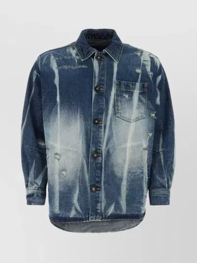 Ader Error Pocketed Distressed Denim Jacket