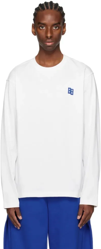 Ader Error White Patch Long Sleeve T-shirt In Off White