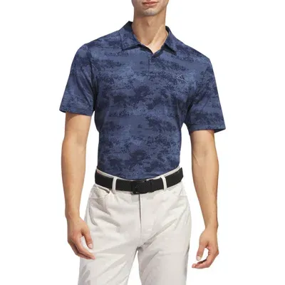 Adidas Golf Go-to Print Performance Golf Polo In Collegiate Navy