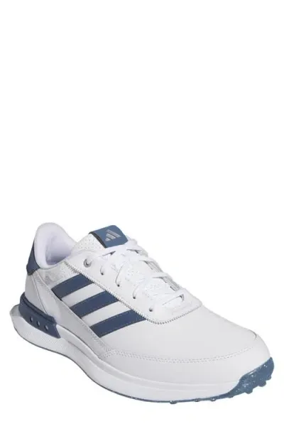 Adidas Golf S2g Spikeless Waterproof Leather 24 Golf Shoe In White/navy/silver Met.