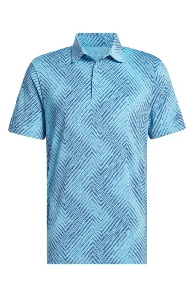 Adidas Golf Ultimate365 Print Golf Polo In Semi Blue Burst