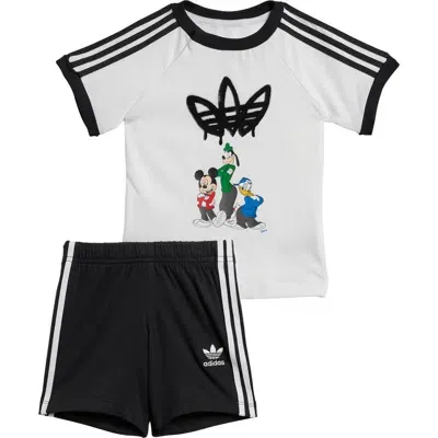 Adidas Originals Adidas X Disney Kids' Mickey & Friends Graphic T-shirt & Shorts Set In White/black